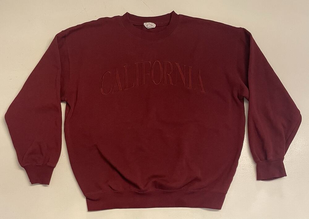 California Sweatshirt Medium Red Maroon Reflex Crewneck Pullover Graphic